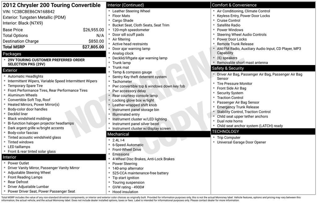 2012 Chrysler 200 Touring