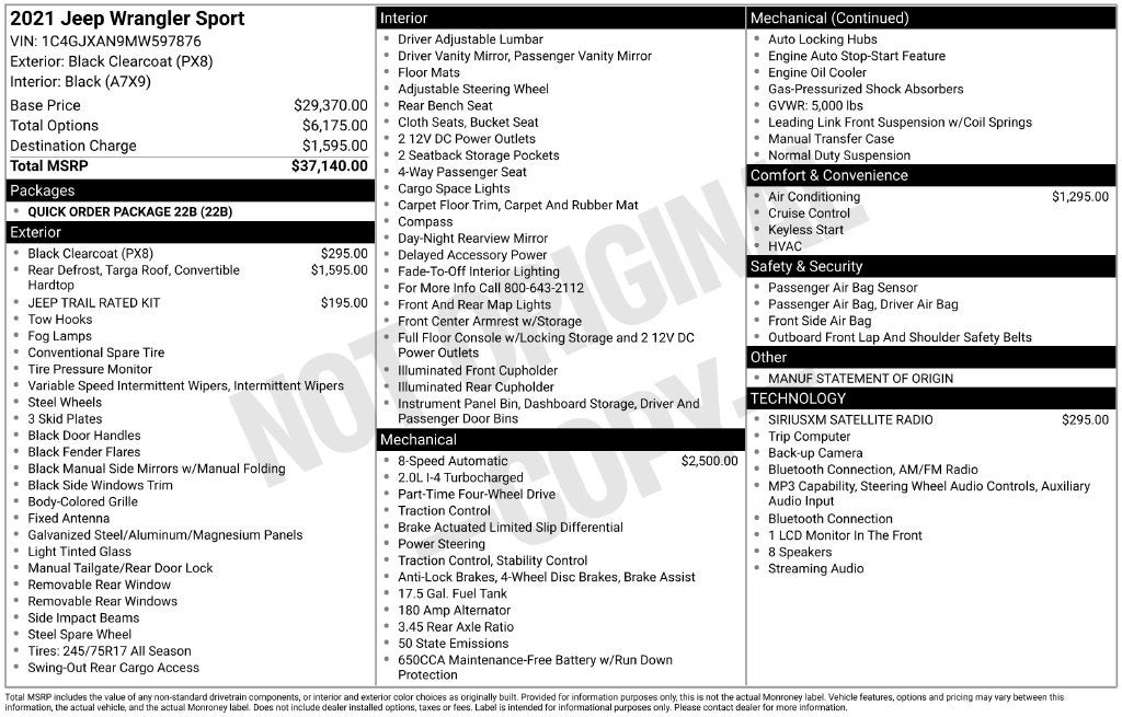 2021 Jeep Wrangler Sport