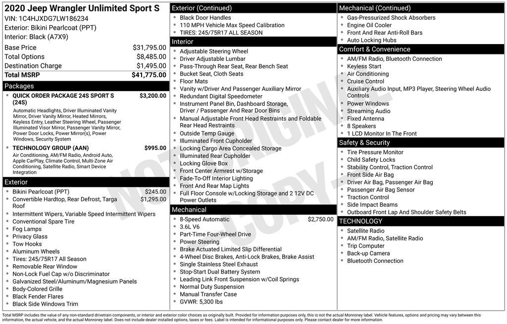 2020 Jeep Wrangler Unlimited Sport S