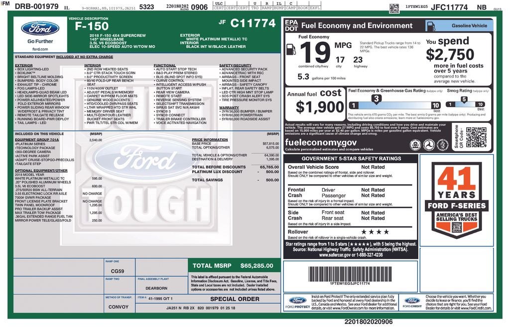 2018 Ford F-150 Platinum