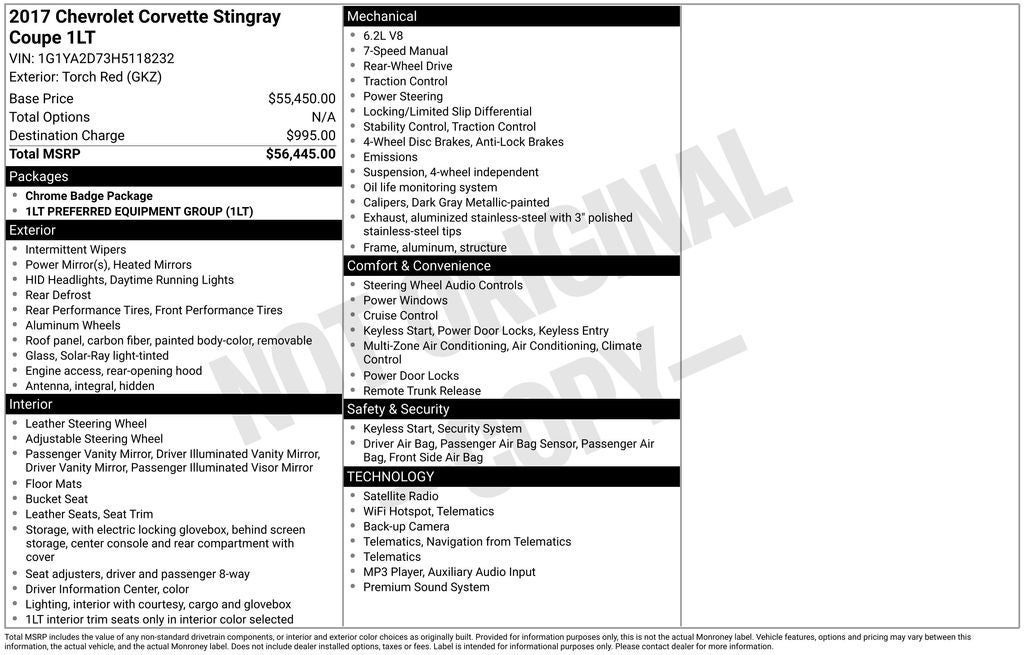 2017 Chevrolet Corvette Stingray 1LT