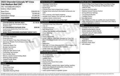 2022 Chevrolet Colorado Work Truck