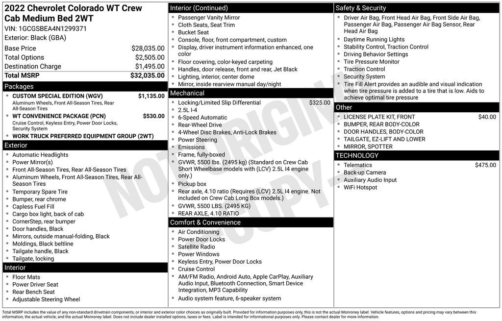 2022 Chevrolet Colorado Work Truck