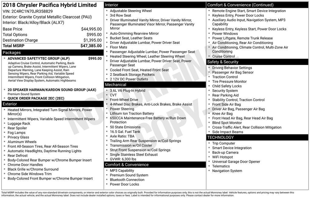 2018 Chrysler Pacifica Hybrid Limited
