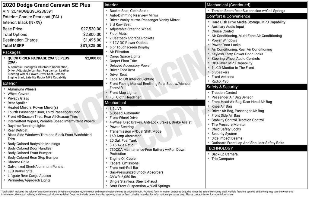 2020 Dodge Grand Caravan SE Plus