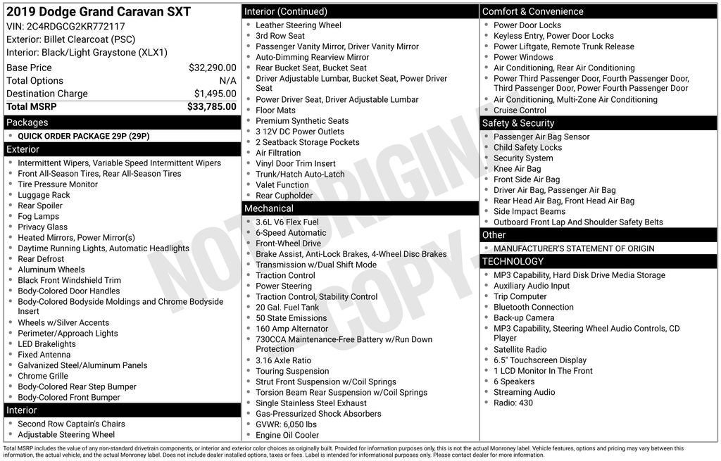 2019 Dodge Grand Caravan SXT