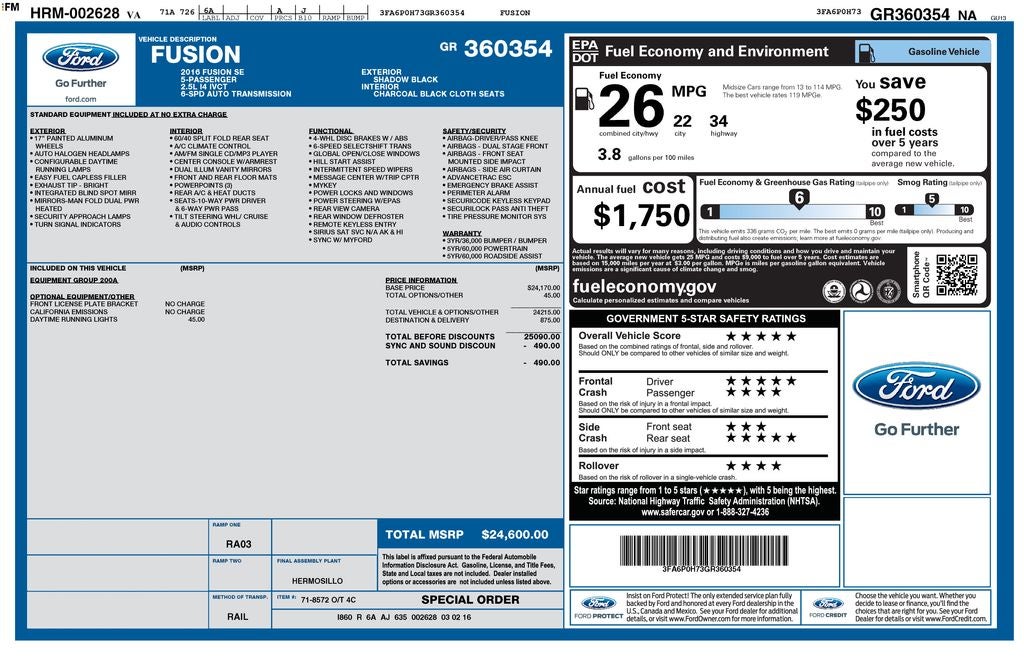 2016 Ford Fusion SE