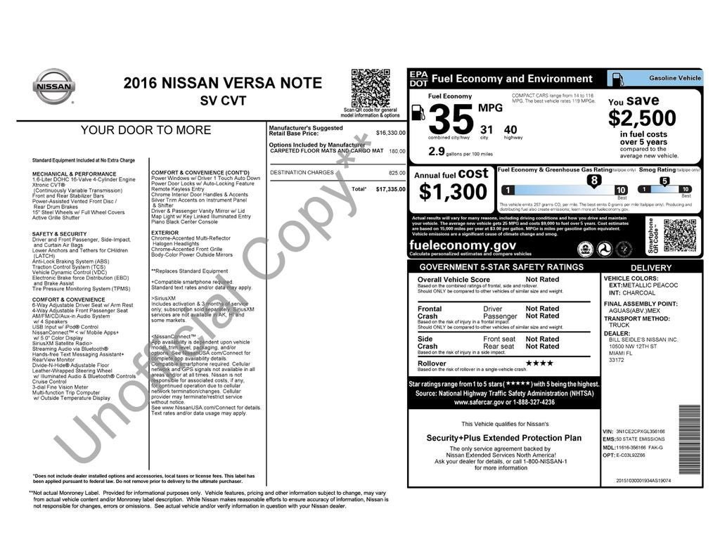 2016 Nissan Versa Note SV