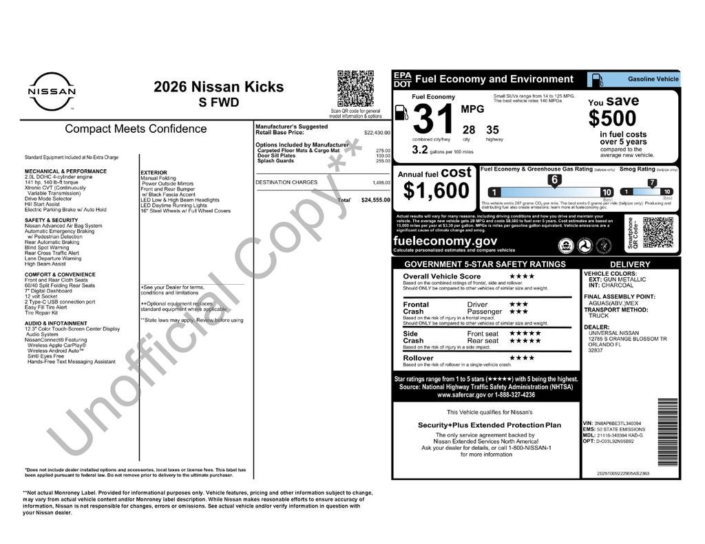 2026 Nissan Kicks S