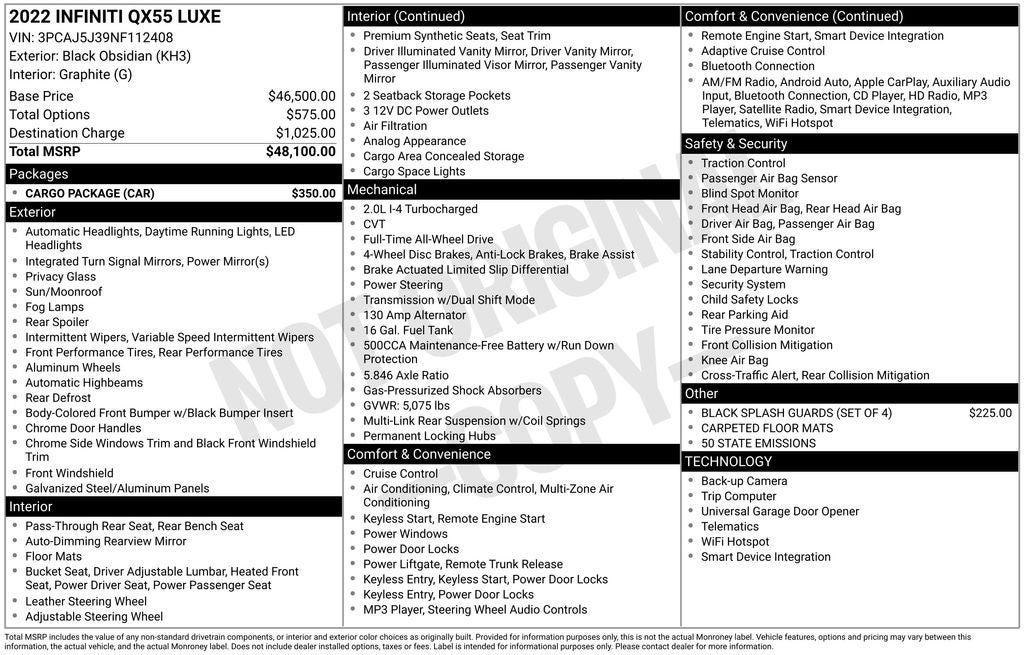 2022 INFINITI QX55 LUXE