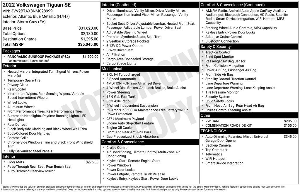 2022 Volkswagen Tiguan 2.0T SE