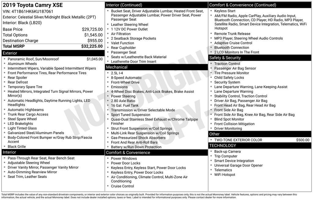 2019 Toyota Camry XSE