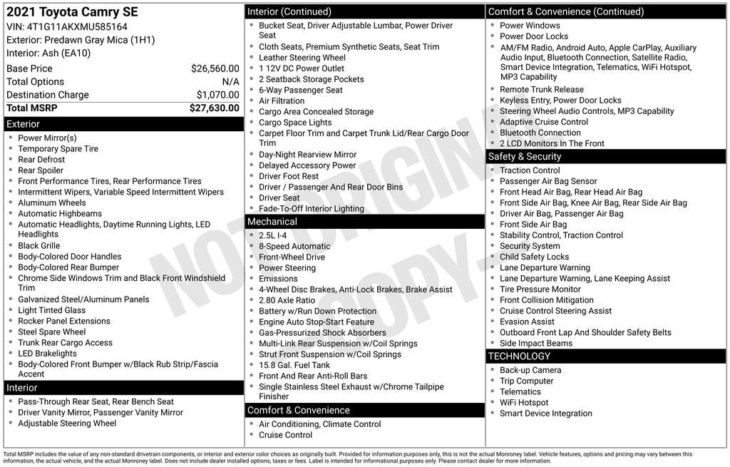 2021 Toyota Camry SE