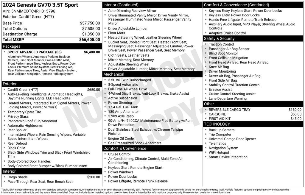 2024 Genesis GV70 3.5T Sport