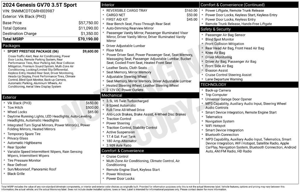 2024 Genesis GV70 3.5T Sport