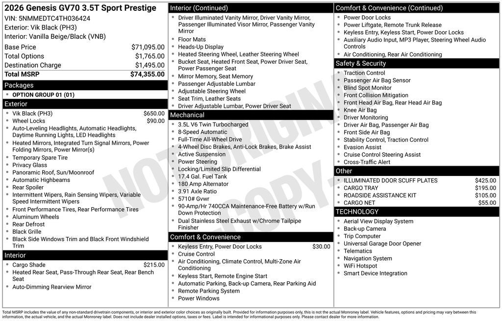 2026 Genesis GV70 3.5T Sport Prestige