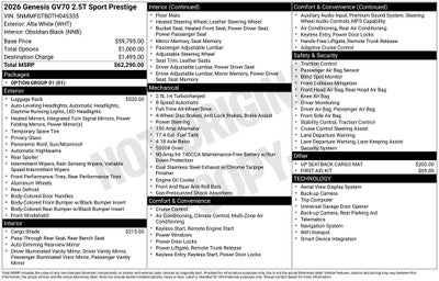 2026 Genesis GV70 2.5T Sport Prestige