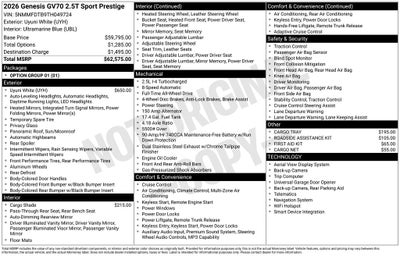 2026 Genesis GV70 2.5T Sport Prestige