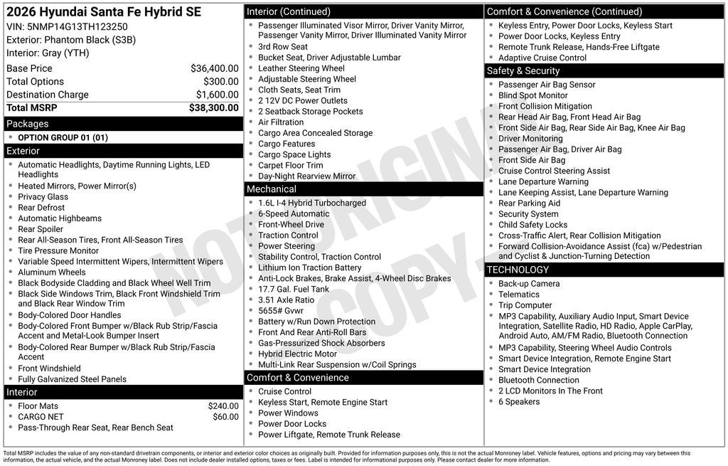 2026 Hyundai Santa Fe Hybrid SE