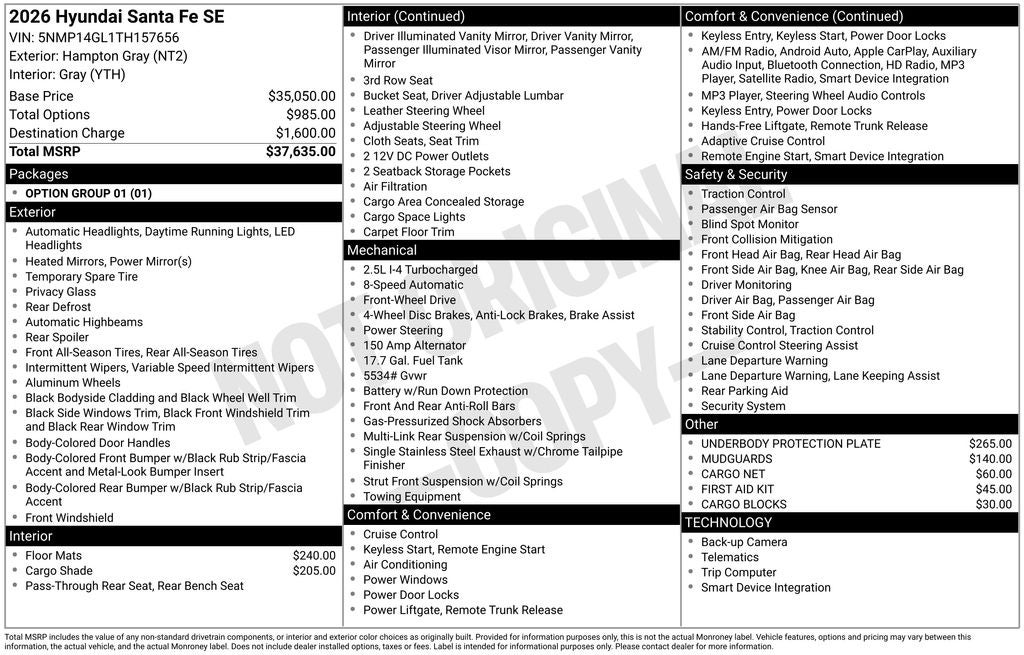 2026 Hyundai Santa Fe SE
