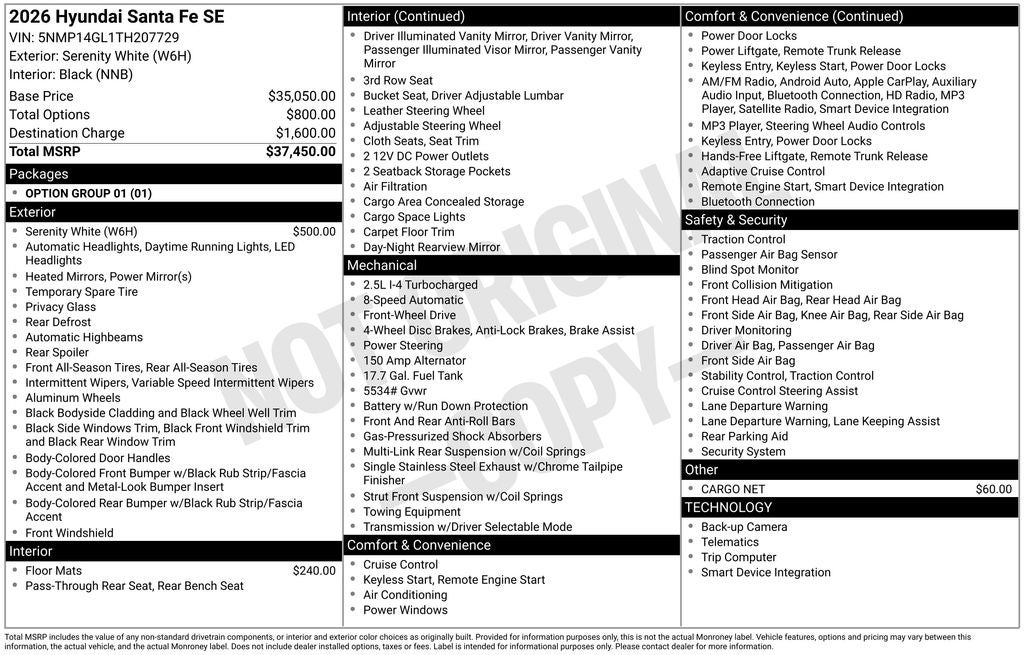 2026 Hyundai Santa Fe SE