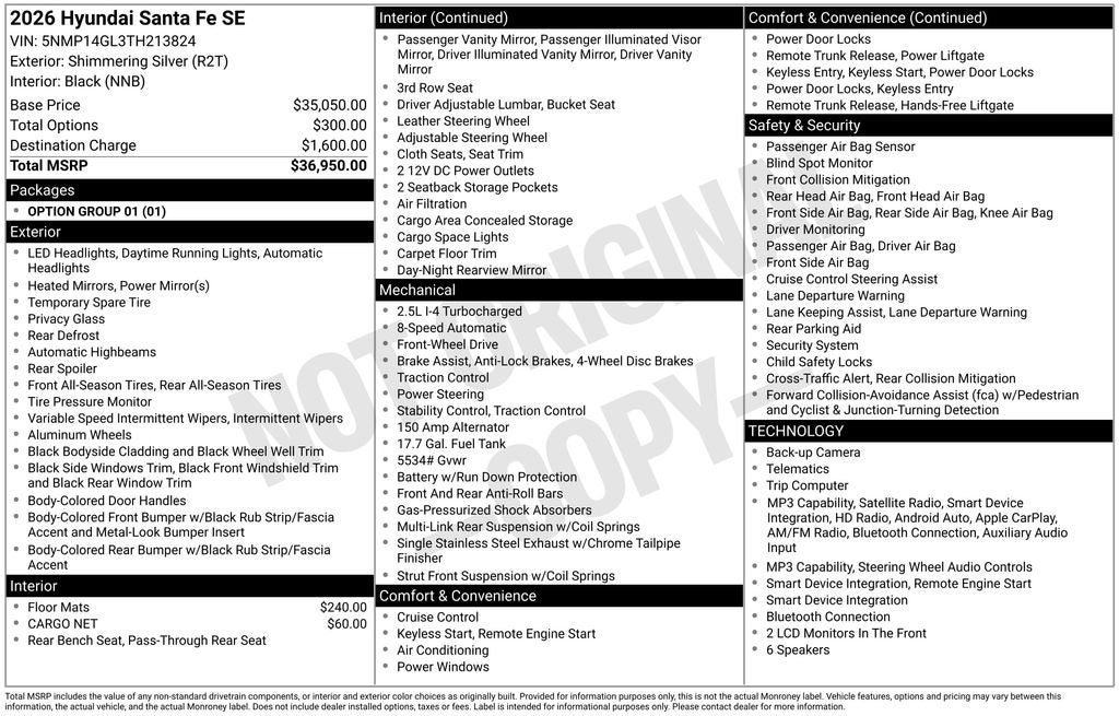 2026 Hyundai Santa Fe SE