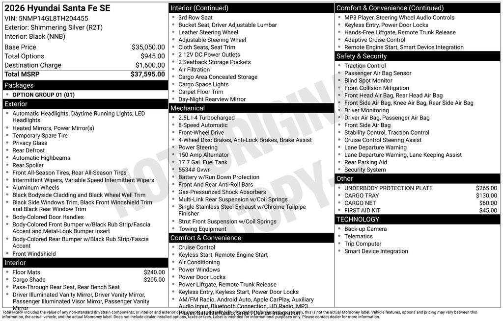 2026 Hyundai Santa Fe SE