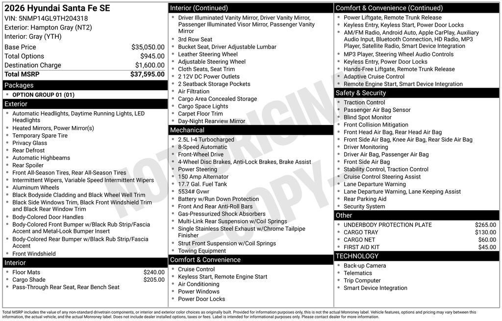 2026 Hyundai Santa Fe SE