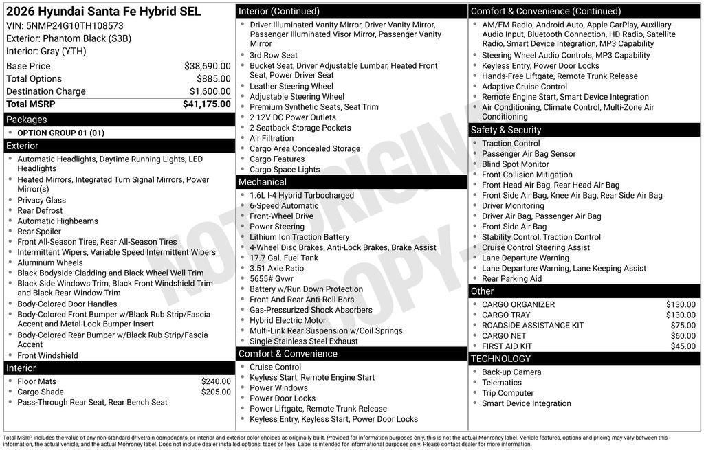 2026 Hyundai Santa Fe Hybrid SEL