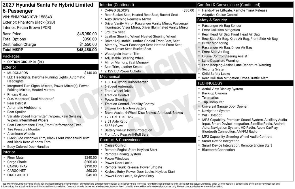 2027 Hyundai Santa Fe Hybrid Limited