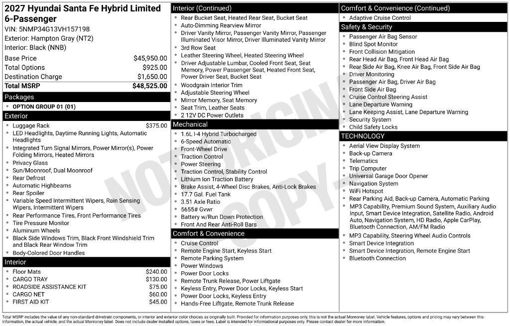 2027 Hyundai Santa Fe Hybrid Limited