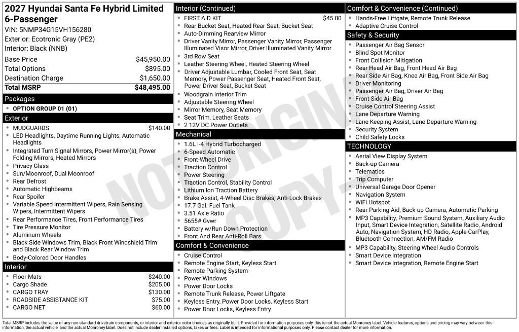 2027 Hyundai Santa Fe Hybrid Limited