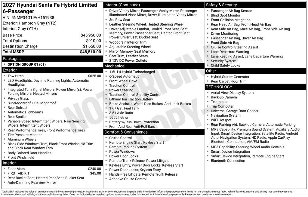 2027 Hyundai Santa Fe Hybrid Limited