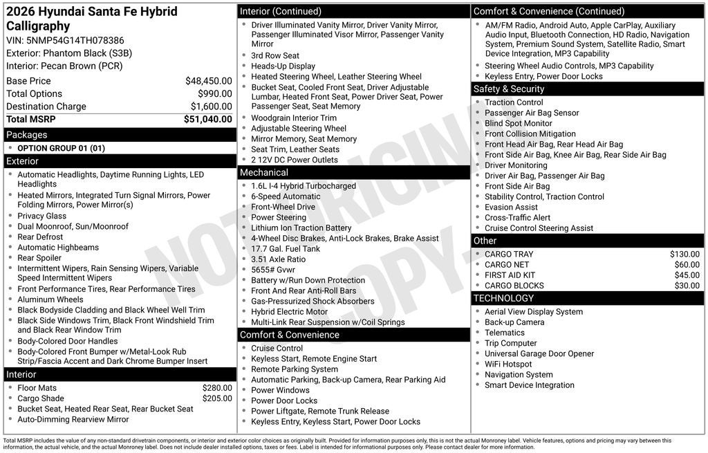 2026 Hyundai Santa Fe Hybrid Calligraphy