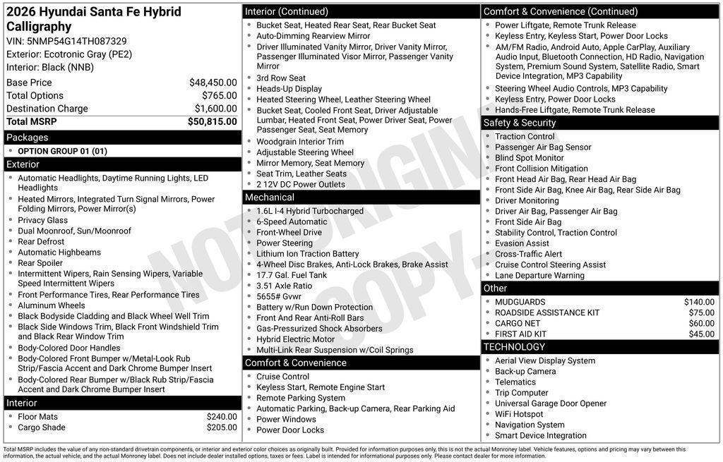 2026 Hyundai Santa Fe Hybrid Calligraphy