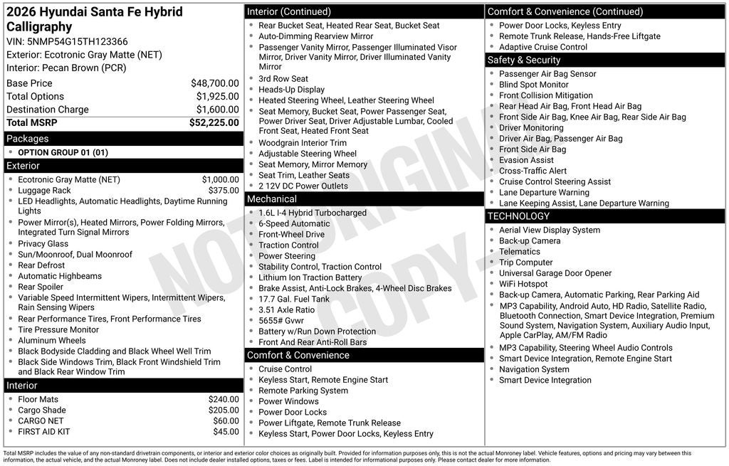 2026 Hyundai Santa Fe Hybrid Calligraphy
