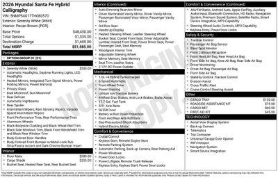 2026 Hyundai Santa Fe Hybrid Calligraphy