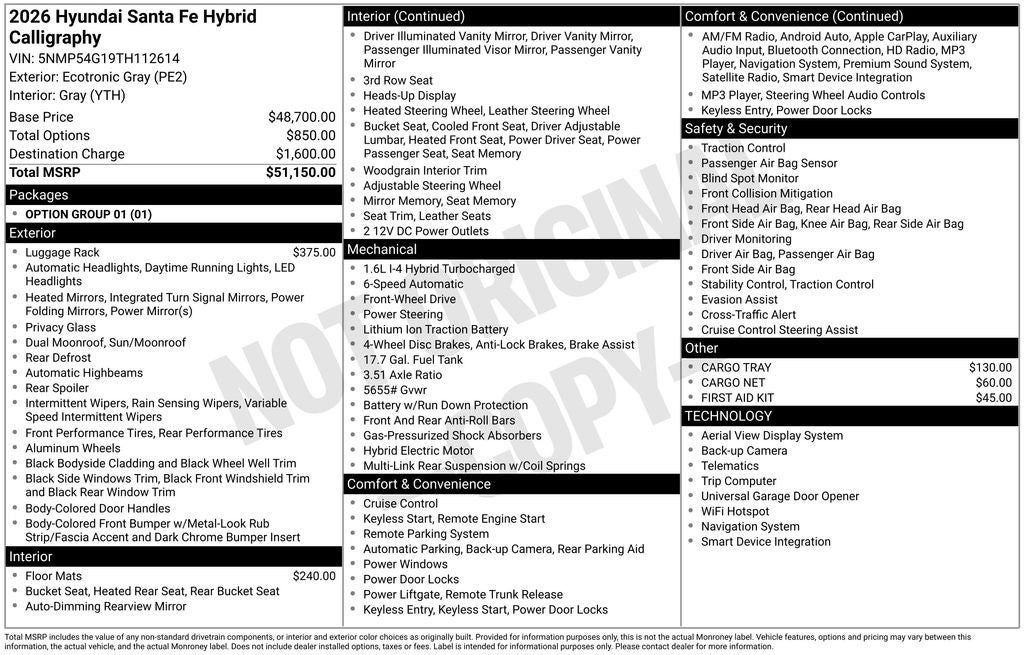 2026 Hyundai Santa Fe Hybrid Calligraphy