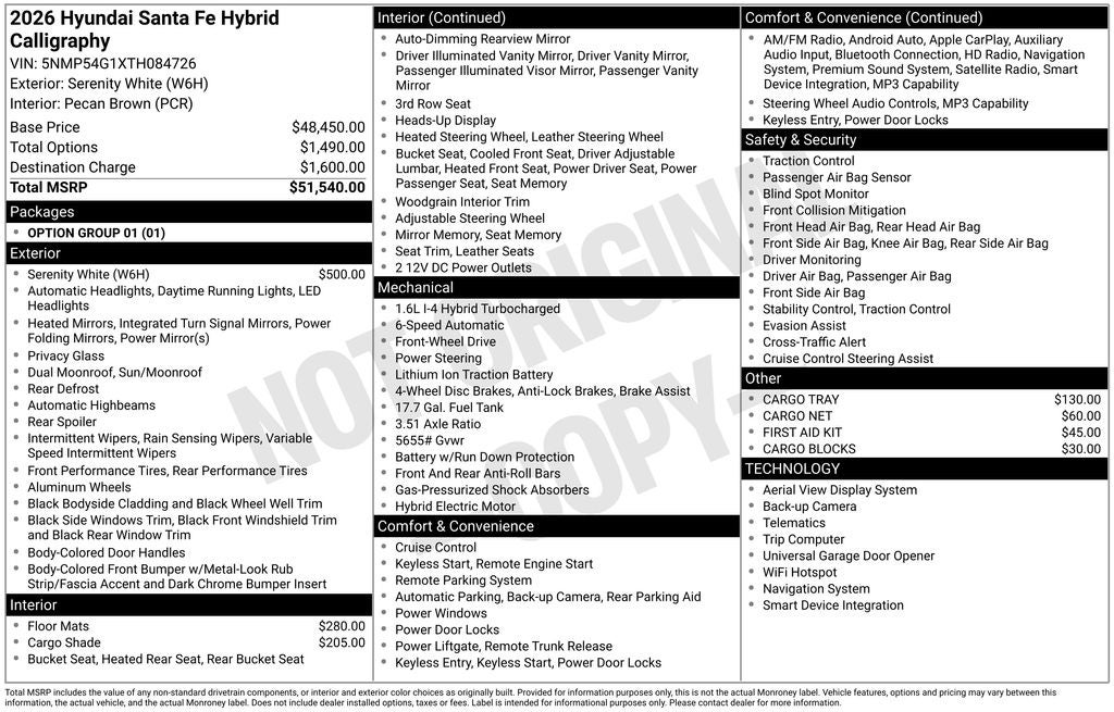 2026 Hyundai Santa Fe Hybrid Calligraphy