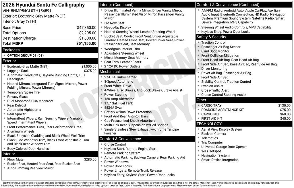 2026 Hyundai Santa Fe Calligraphy