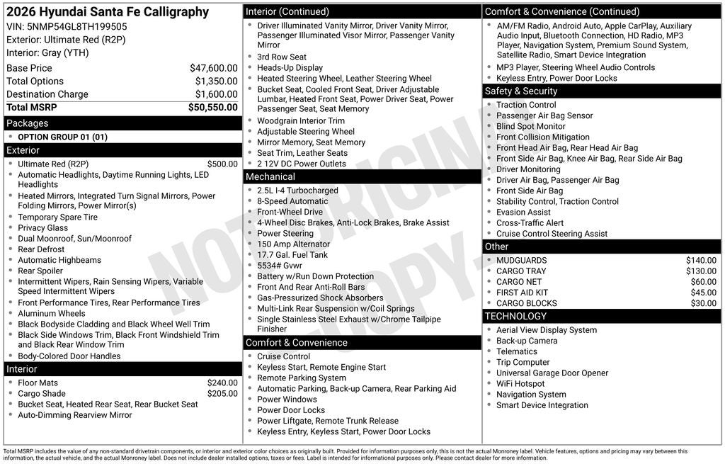 2026 Hyundai Santa Fe Calligraphy