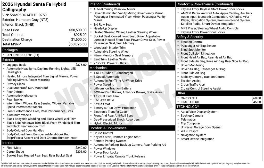 2026 Hyundai Santa Fe Hybrid Calligraphy