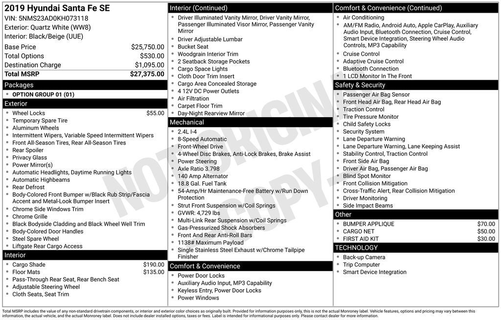 2019 Hyundai Santa Fe SE