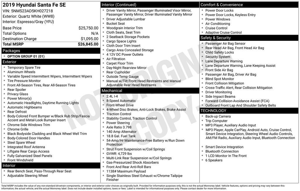 2019 Hyundai Santa Fe SE