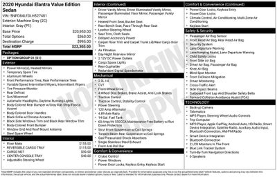 2020 Hyundai Elantra Value Edition