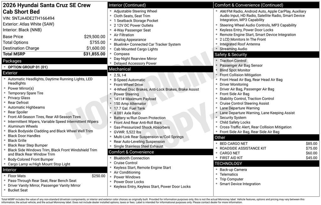 2026 Hyundai Santa Cruz SE