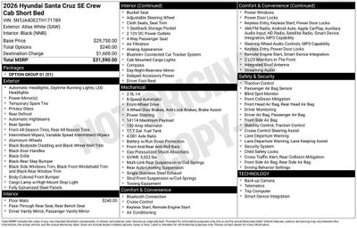 2026 Hyundai Santa Cruz SE