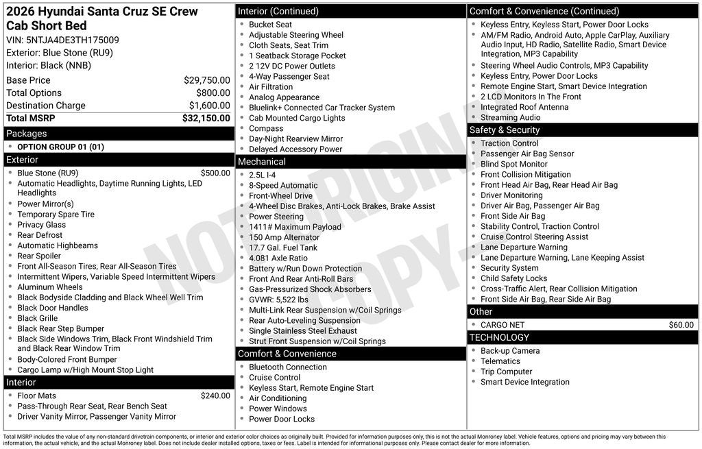 2026 Hyundai Santa Cruz SE