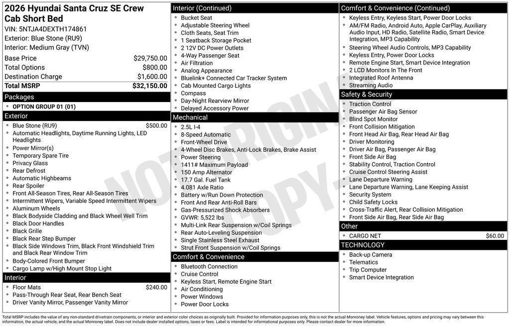 2026 Hyundai Santa Cruz SE