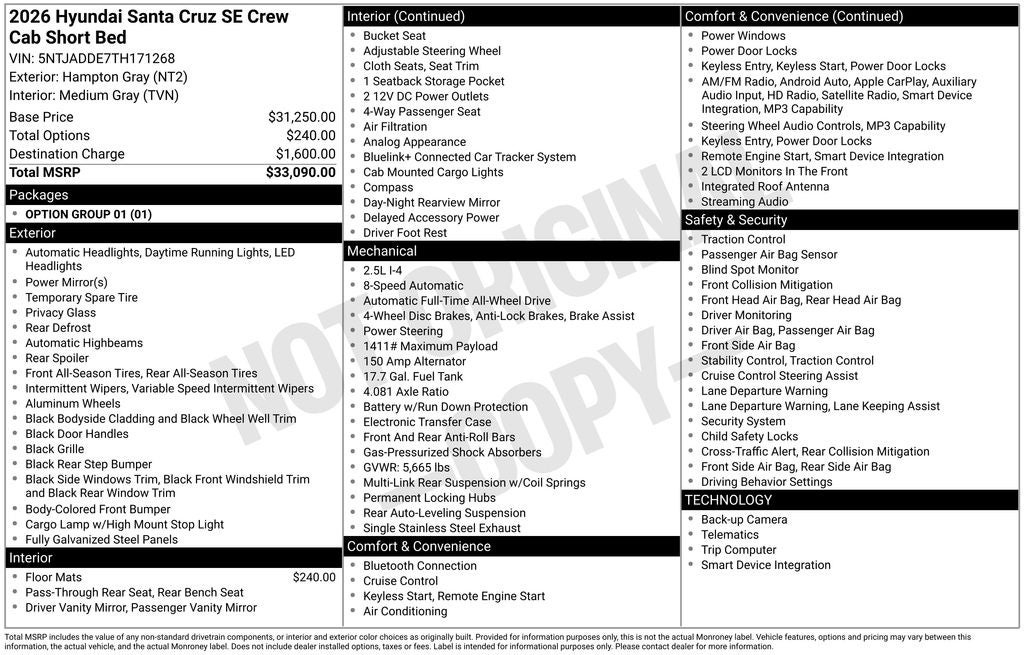 2026 Hyundai Santa Cruz SE